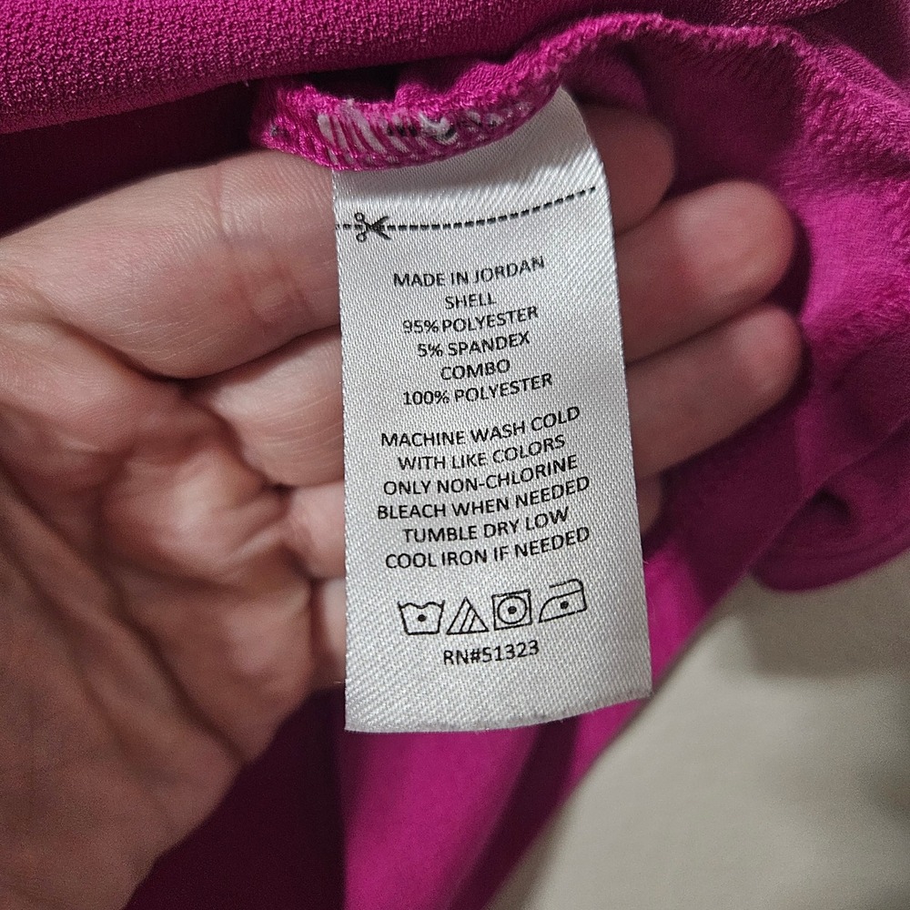 CeCe Magenta Pink Swiss Dot Puff Sleeve Crepe Knit Blouse Top Womens Medium - Picture 4 of 5